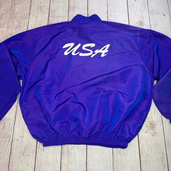 Vintage 90s Surf Style‎ Windbreaker Purple Iridescent Pullover USA Gymnastics L - Picture 10 of 11